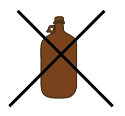Drawing of amber bottle crossed out